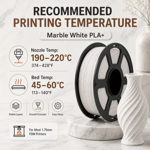 6c21dc1f-d670-457b-aaeb-c396ac0ee639 HELOLAND Marble White PLA Plus Filament 1.75mm 1KG, Stone Speckled 3D Printer Filament with Smooth Extrusion, Low Warping and Clean Layer Finish for Sculptures, Vases, Home Decor, Models, Crafts and FDM Printers