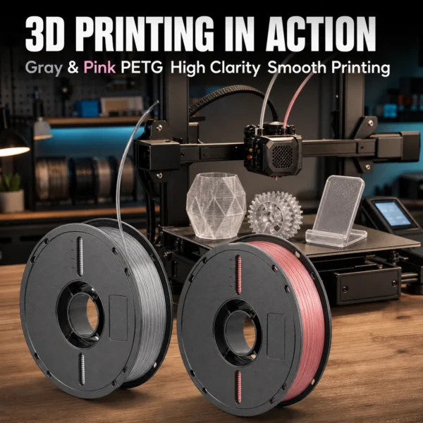 Transparent PETG Filament 1.75mm 1kg Spool - High Clarity, Smooth Printing , Gray / Pink Options (复制) (复制) (复制)