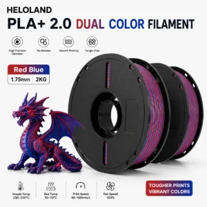edcae194-ad4b-4095-a428-7fafd9eef9cb Red Blue Dual Color PLA+ 2.0 Filament | 1.75mm Diameter,1KG Net Weight Print 2 in 1 Spool,No More Spool Swaps Perfect for FDM 3D Printers