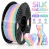 Silk Macaron Rainbow PLA Filament 1.75mm 1KG, Pastel Multicolor Gradient 3D Printer Filament, Shiny Silk Finish for Crafts, Models & Decorative 3D Printing
