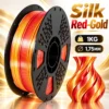 HELOLAND Silk Red Gold PLA Filament 1.75mm 1KG, Dual Color Shiny Silk 3D Printer Filament, Smooth Printing Red Gold PLA for Models, Crafts & Decorative Prints