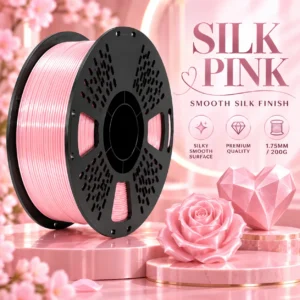 Silk Pink PLA Filament 1.75mm 1KG, Shiny Silk Finish 3D Printer Filament, Smooth Printing Pink Filament for DIY Models, Crafts & Decorative Prints