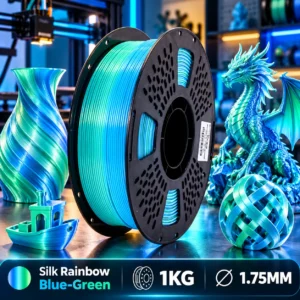 3a939412-9ffa-457d-b3f6-e6033d471ac6 HELOLAND Silk Rainbow Blue Green PLA Filament 1.75mm 1KG, Dual Color Gradient 3D Printer Filament, Shiny Silk Finish for Models, Crafts & Decorative 3D Prints
