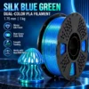 4da668ff-f27c-4da9-9310-f3146616fb76 Blue Green Silk PLA Filament 1.75mm, 1KG Dual Color 3D Printer Filament with Glossy Silk Finish, Two Tone PLA for Dragons, Art Models, Vases, Gifts & DIY Projects