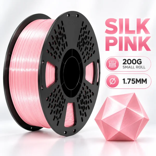 Silk Pink PLA Filament 1.75mm 1KG, Shiny Silk Finish 3D Printer Filament, Smooth Printing Pink Filament for DIY Models, Crafts & Decorative Prints