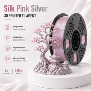 Silk Pink Silver 3D Printer Filament 1kg 1.75mm Diameter Tangle Free Bubble Free High Precision Vibrant Colors Silky Shiny Finish Silk pink gold individually vacuum