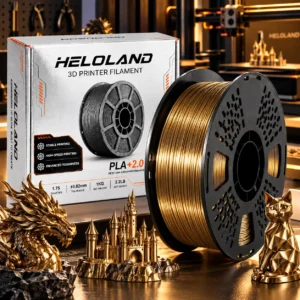 HELOLAND Silk Dark Gold PLA Filament 1.75mm 1KG, Metallic Bronze Gold 3D Printer Filament, Smooth Silk Finish for Models, Crafts & Decorative 3D Prints