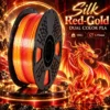 HELOLAND Silk Red Gold PLA Filament 1.75mm 1KG, Dual Color Shiny Silk 3D Printer Filament, Smooth Printing Red Gold PLA for Models, Crafts & Decorative Prints