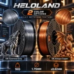 HELOLAND Silk PLA Filament 1.75mm, 1KG/2.2LB Metallic 3D Printer Filament, Silk Antique Copper & Gunmetal, Glossy Finish, Smooth Printing for Models, Figures, Home Decor, Crafts & DIY Projects