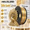 HELOLAND Gold Silver Dual Color PLA Filament 1.75mm 1KG, Silk PLA+ 3D Printing Filament, High Speed Printing, AMS Compatible, Clog Resistant, ±0.02mm Tolerance