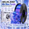 HELOLAND Blue Purple Dual Color PLA Filament 1.75mm 1KG, Silk PLA+ 3D Printing Filament, High Speed Printing, Clog Resistant, Tangle Free, AMS Compatible