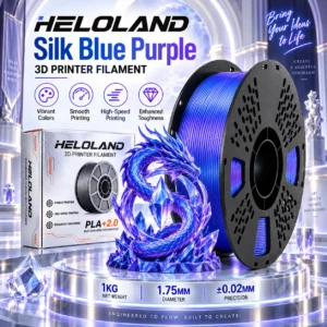 HELOLAND Blue Purple Dual Color PLA Filament 1.75mm 1KG, Silk PLA+ 3D Printing Filament, High Speed Printing, Clog Resistant, Tangle Free, AMS Compatible