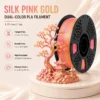 Silk Pink Silver 3D Printer Filament 1kg 1.75mm Diameter Tangle Free Bubble Free High Precision Vibrant Colors Silky Shiny Finish Silk pink gold individually vacuum