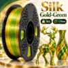 HELOLAND Silk Gold Green PLA Filament 1.75mm 1KG, Dual Color Shiny Silk Finish 3D Printer Filament, Smooth Printing Gold Green PLA for Models, Crafts & Decorative Prints