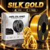 HELOLAND Silk Gold PLA Filament 1.75mm 1KG, Shiny Metallic Silk Finish 3D Printer Filament, Smooth Printing Gold PLA for Models, Crafts & Decorative Prints