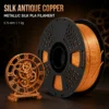 HELOLAND Silk PLA Filament 1.75mm, 1KG/2.2LB Metallic 3D Printer Filament, Silk Antique Copper & Gunmetal, Glossy Finish, Smooth Printing for Models, Figures, Home Decor, Crafts & DIY Projects