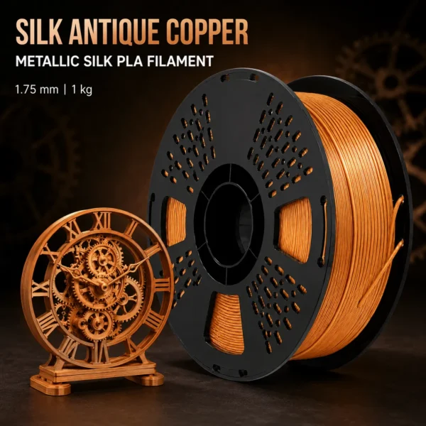 HELOLAND Silk PLA Filament 1.75mm, 1KG/2.2LB Metallic 3D Printer Filament, Silk Antique Copper & Gunmetal, Glossy Finish, Smooth Printing for Models, Figures, Home Decor, Crafts & DIY Projects